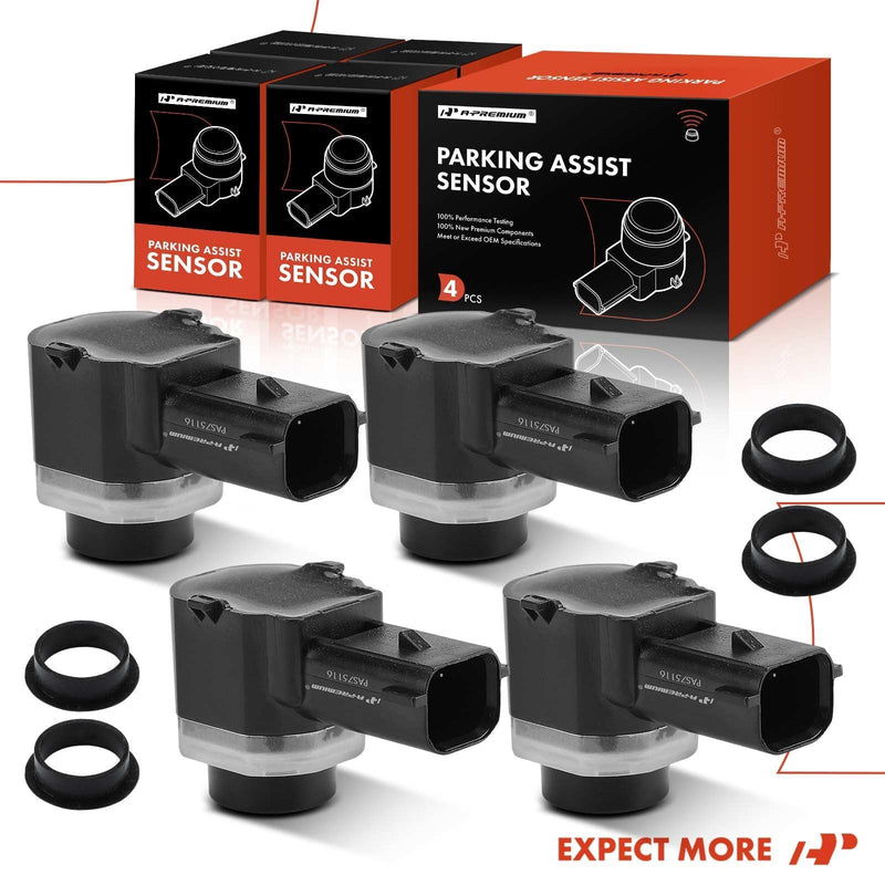 A-Premium (4-PC) Rear Reverse Backup Parking Assist Sensor Compatible with Select Ford Models - F-150 F150, F-250/F-350/F-450/F-550 Super Duty, 2015-2020, Replace# HC3Z15K859A
