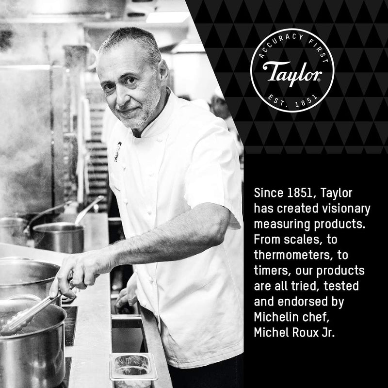 Taylor Pro Digital Kitchen Food Scales with Ultra Thin Design, Compact Professional Standard Tare Feature with Precision Accuracy, Pewter Glass, Weighs 5 kg Capacity, Grey Pewter-Effect