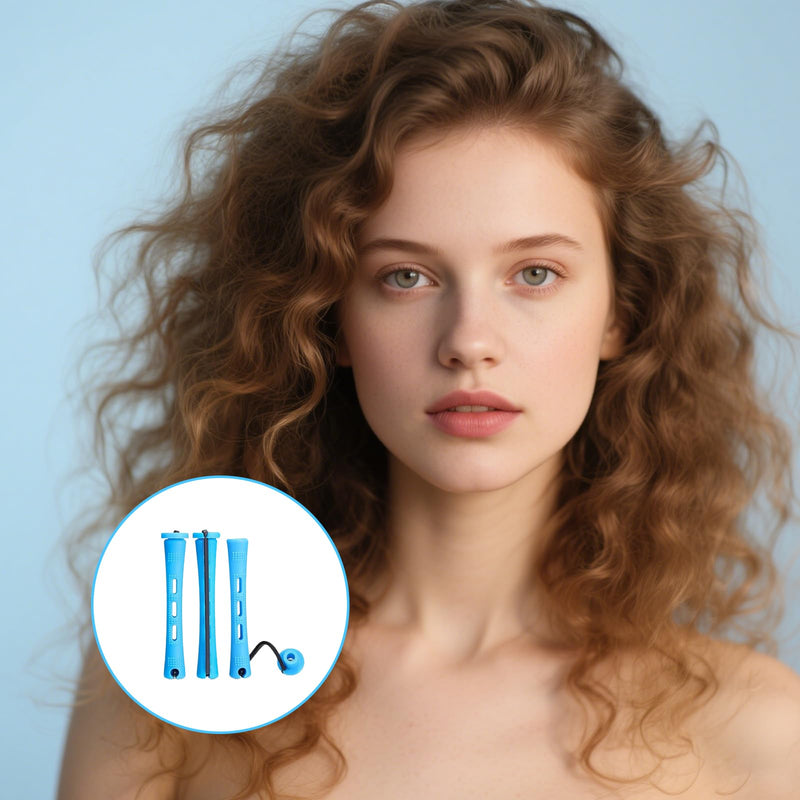 60 Pcs Perm Rods,0.35 Inch Perming Rods,Perm Rollers,Perms Curlers | No Damage|Reusable|Portable Perming Kit for Women & Men Natural Hairs Long Short Hairs Styling Tool.(Blue)