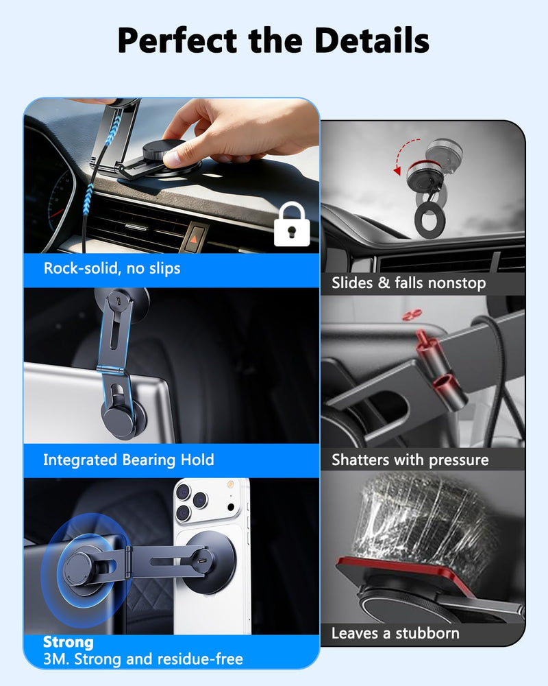 Tesla Model 3/Y/YL/X/S Phone Mount Charger, 15W Fast Charging Car Mount | [Strong Magnet & 100% Hidden & 360° Rotation]Tesla Phone Holder for Magsafe iPhone 17-12 Series, Tesla Model Y/3 Accessories