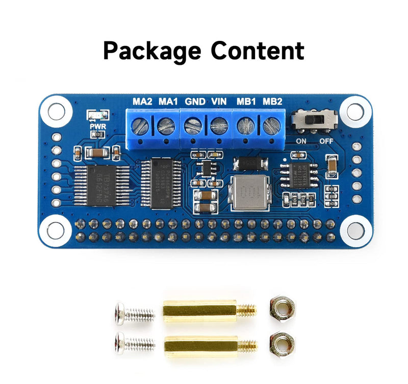 Waveshare Motor Driver HAT for Raspberry Pi Zero/Zero W/Zero WH/2B/3B/3B+ via I2C Interface Driving Two DC Motors