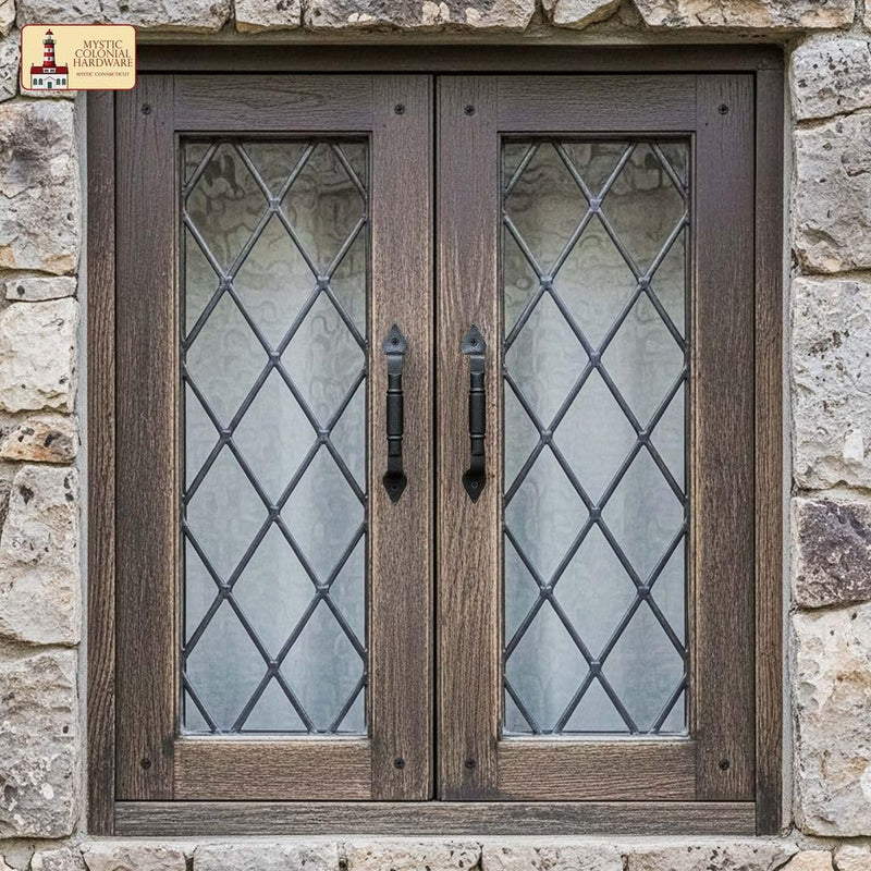 2 Pack Mystic Colonial Medieval Rustic Cast Iron Barn Door Handles - (6 inch) Colonial Pull Handles for Gates, Sheds, Cabinets & Garden Doors with Black Finish 6 Inch Pair Barrel Pull Handle