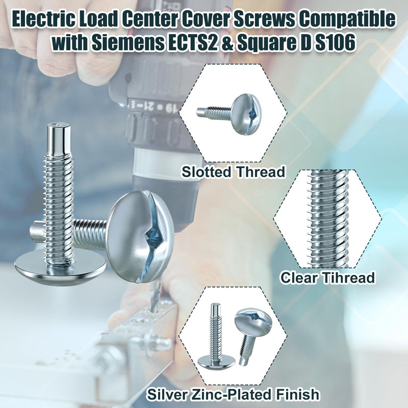 Load Center Cover Replacement Screws Compatible with Square D S106 and Siemens ECTS2, Load Center Panel Screw for QO & Homeline, Murray Load Centers, Zinc Electrical Panel Screws 100