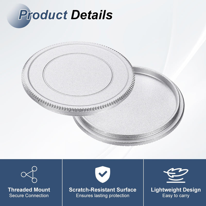 40.5mm Camera Lens Cap Aluminum Alloy Metal Front Lens Cover | Screw Mount, for Fujifilm DSLR Mirrorless Camera, Silver 40.5mm
