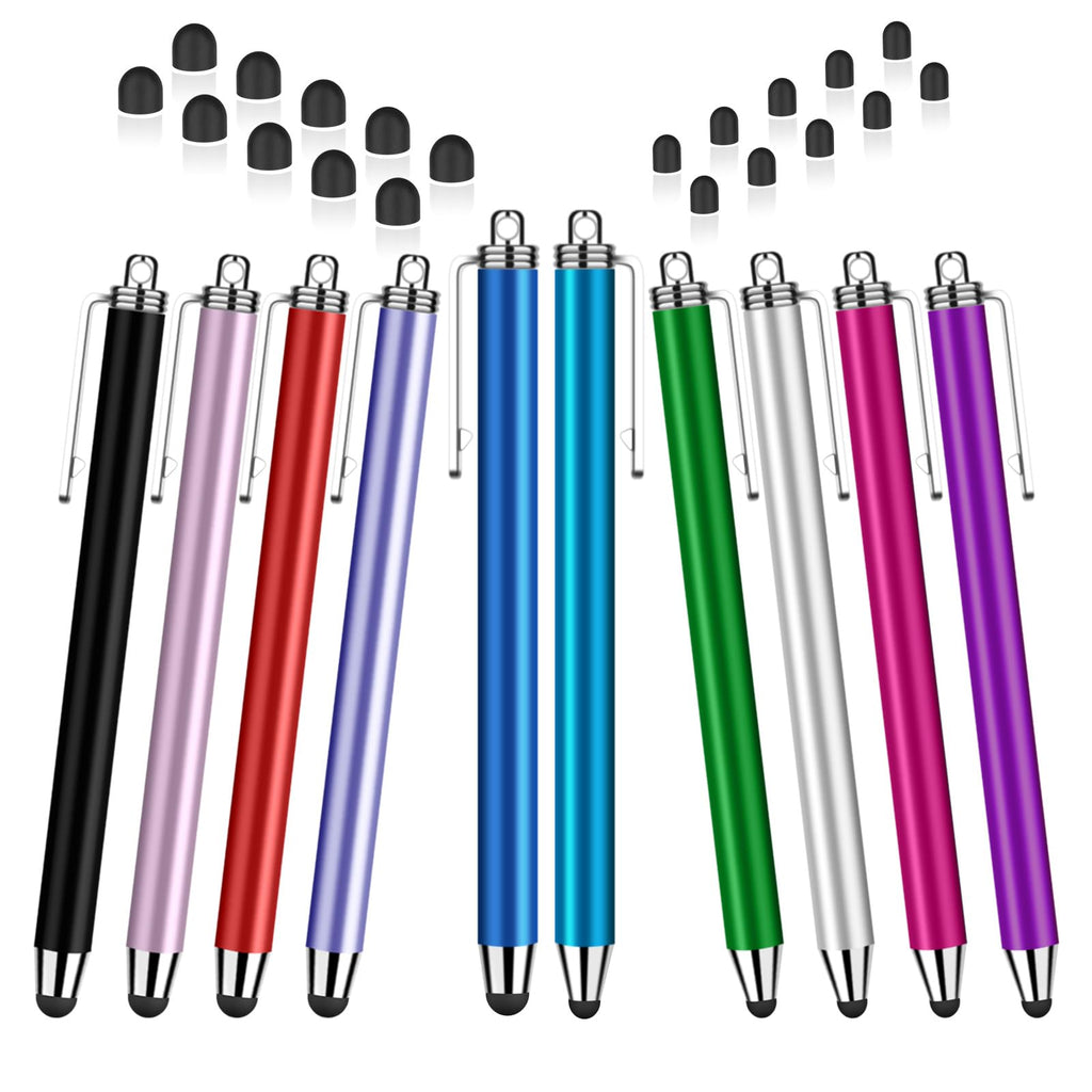 Stylus Pen for Touchscreen, 10 Pack 0.24"+0.36" High Sensitivity Stylus with 20 Pcs Replacement Capacitive Tips for iPhone iPad Android PC Tablets All Universal Touch Screens