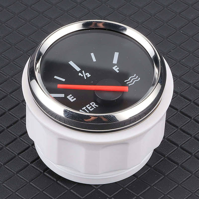 2in Pointer Water Liquid Level Gauge, RV Truck Water Tank Gauge, Universal Liquid Level Measurement for Marine Boat (Silver Black) Silver frame on black background