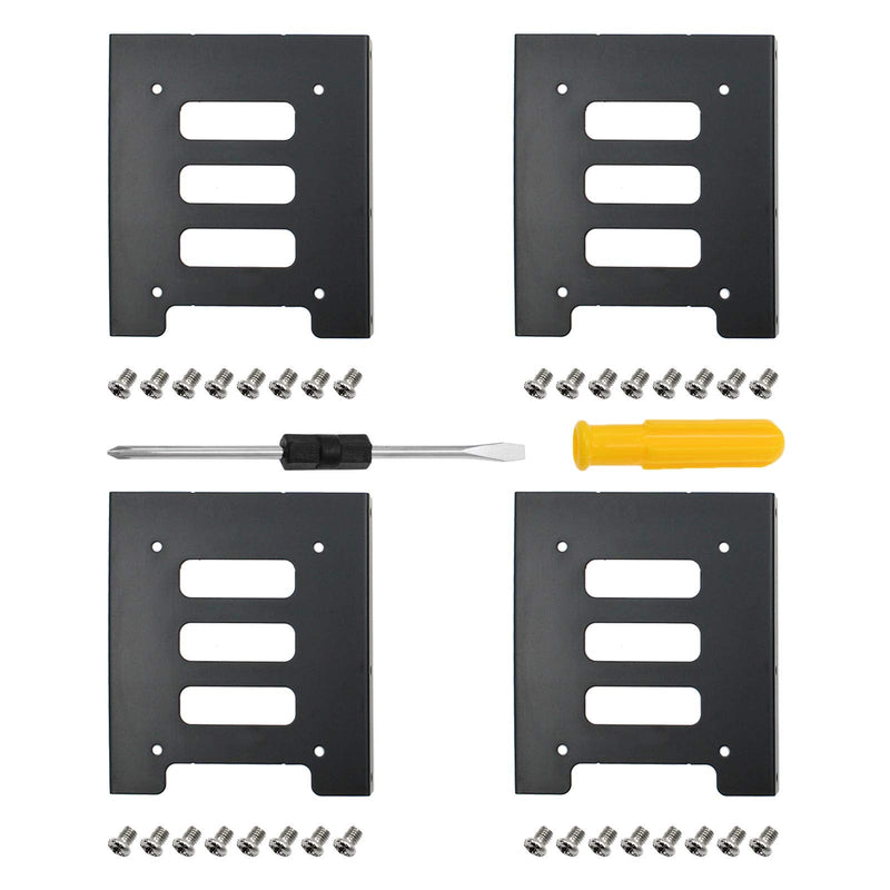 4Pcs 2.5" to 3.5" SSD HDD Hard Disk Drive Bays Holder Metal Mounting Bracket Adapter with Screws & Screwdriver for PC Pack of 4