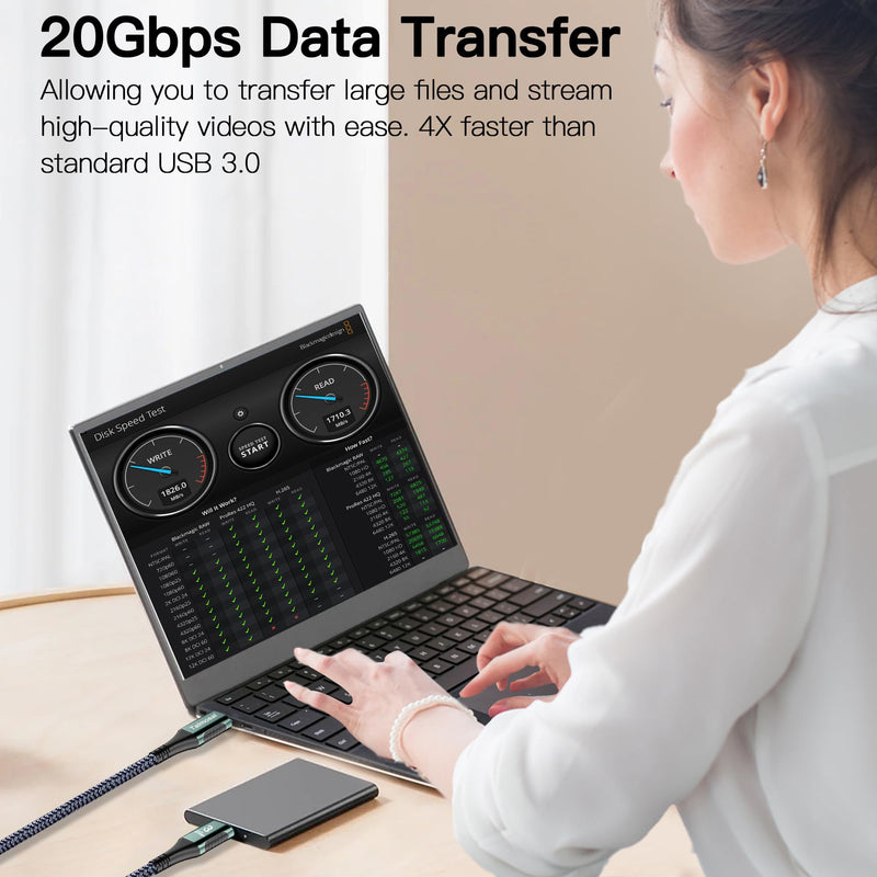 100W for Long Thunderbolt 3 Cable 15 ft, Support 4K@60Hz 20Gbps with PD Fast Charging for iPhone 16/15, MacBook Pro, Docking, eGPU, SSD, Surface Pro, VR Headset 15FT