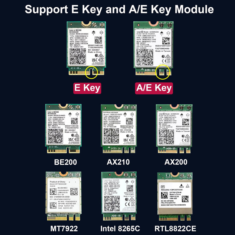 ZDE ZP585 PoE+ HAT PCIe to M.2 E Key WiFi7 6 6E 5 HAT Adapter Expansion Board Power Over Ethernet for Raspberry Pi 5 Support Google TPU WiFi 7 BE200 WIFI6E AX210 MT7922 WIFI6 AX200