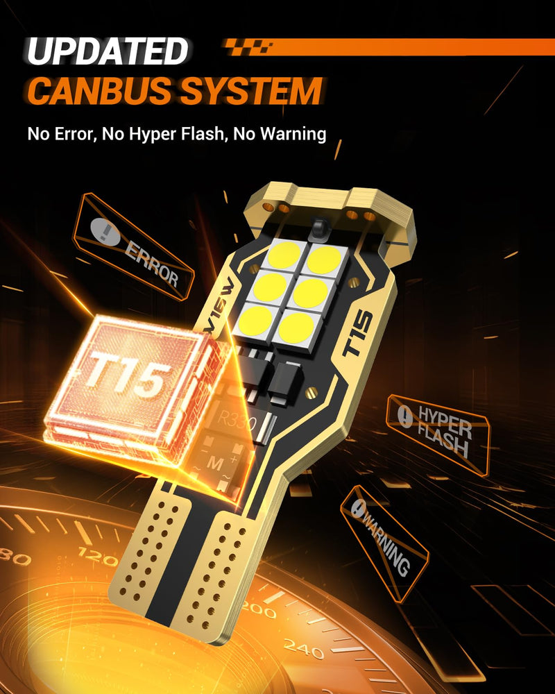 SEALIGHT 921 LED Bulb Reverse Light 500% Super Bright T15 Reverse Light Bulb 3030-SMD Chipsets Canbus Error Free 906 W16W 922 912 921 LED Bulb for Backup Lights, 6000K White Pack of 2 921-White 921/912/W16W