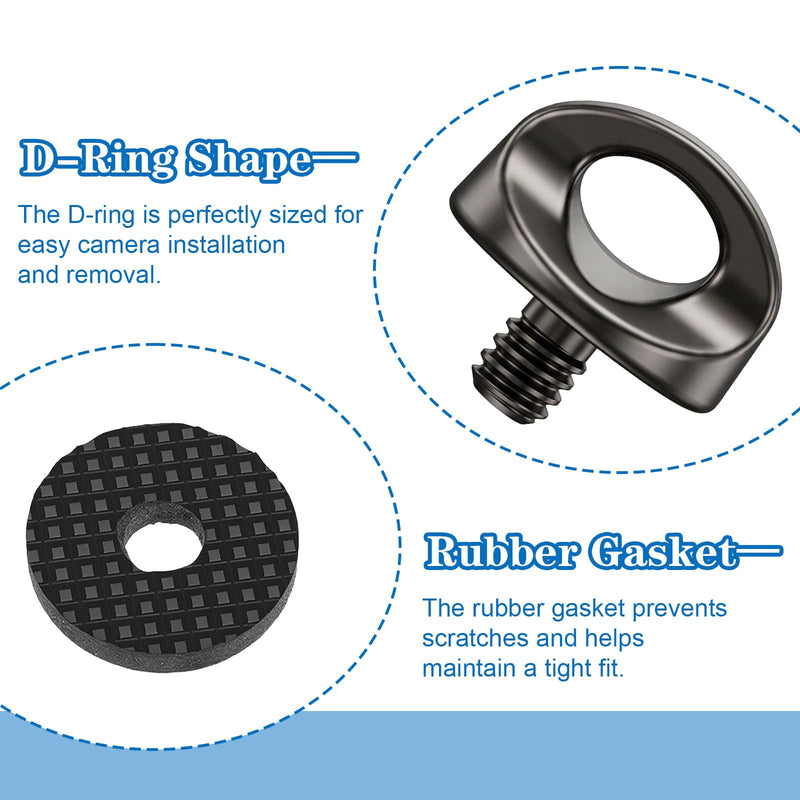 2Pcs 1/4 Camera Screw- Quick Install Metal Tripod Screw, 5 mm Thread Length | D-Ring Camera Screw Adapters for Tripod Mount, Quick Release Plate, Wrist Strap Tripod, DSLR, JIS B 7103 1/4"-20 UNC Thread