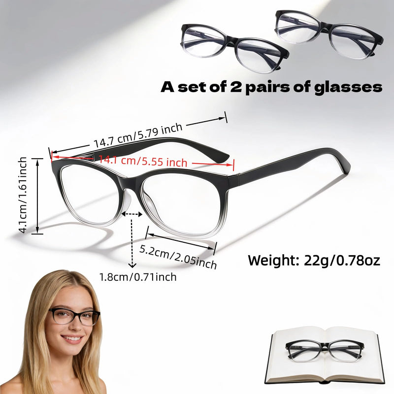 Auto Focus Reading Glasses for Men & Women - Auto Adjust Glasses From +0.50 to +2.50, Flexible Frame Eyeglasses for Small Print, Computer Screen & Close Work