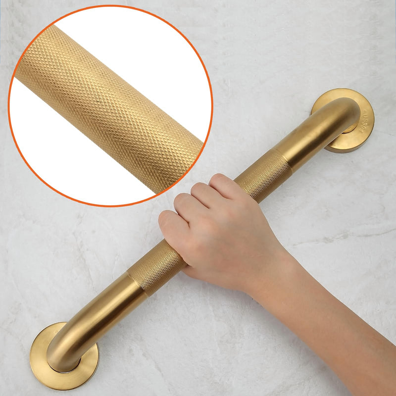 Shower Grab Bar, 2 Pack 16 Inch Gold Bathroom Grab Bar, 1.25" Diameter 304 Stainless Steel Anti-Slip Grab Bars for Bathtubs and Showers, Handicap Shower Grab Bar for Seniors Elderly