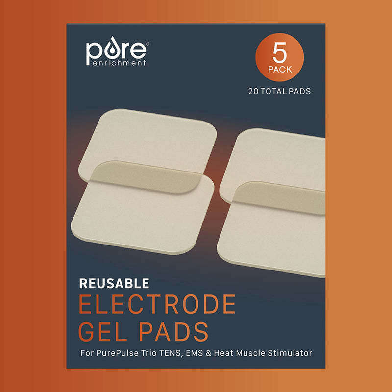 Pure Enrichment® Genuine Reusable Electrode 5-Pack Gel Patch Set - Adhesive TENS Unit & EMS Unit Replacement Patches for PurePulse™ Trio Muscle Stimulator - 20 Total (PETNEMHT)