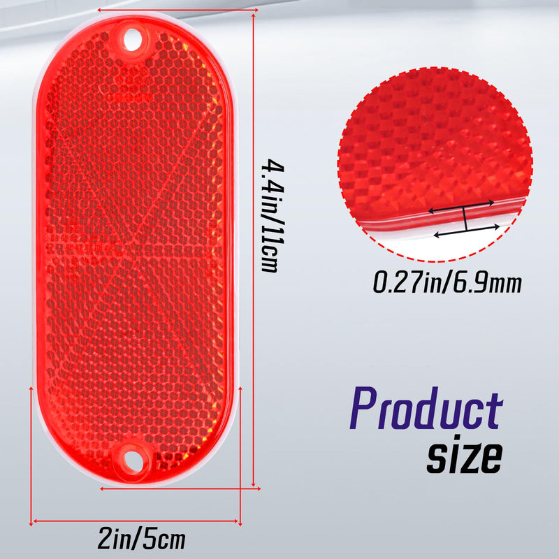 2 Pack Oval Reflectors, Self Adhesive Red Reflectors Drill Mount Amber Reflectors, Quick Mount SAE Reflectors for Trailers Driveways 2