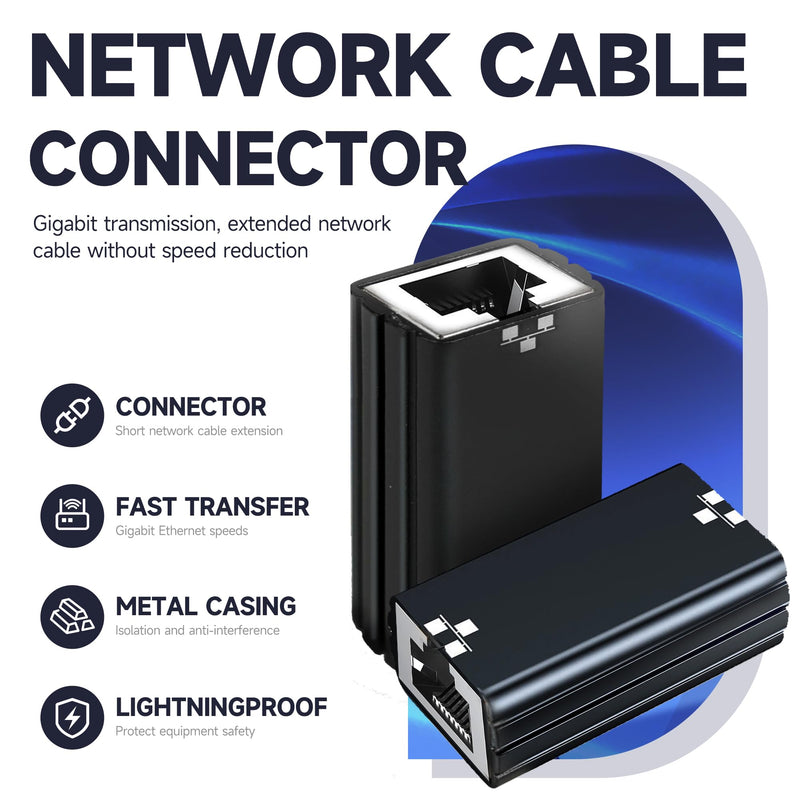 FINEANDENG 2 PCS Gigabit RJ45 Network Coupler RJ45 Female to Female 8P8C Straight Through Ethernet Cable Connector for Routers,Laptops,Switches,Computers,etc