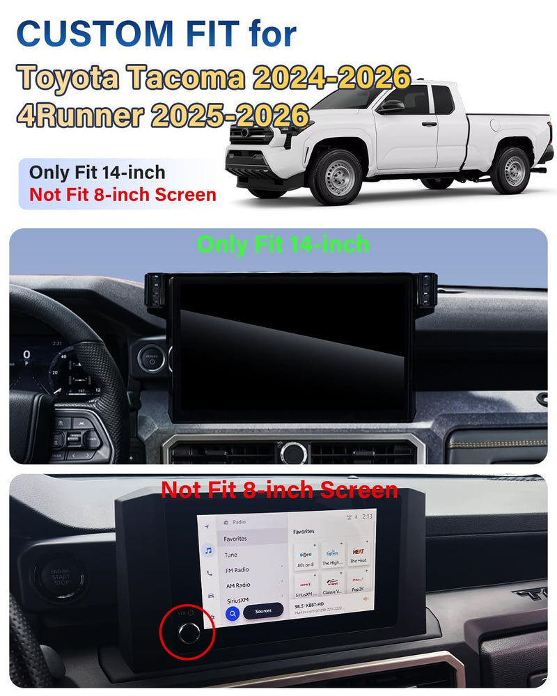 SKYLOTEC Magnetic Charger Dual Phone Holder for Toyota Tacoma 2024-2026 | 14-inch Screen, 6th Gen 4Runner 2025-2026 Accessories, 15W Wireless Charger Car Cell Phone Mount, Not for 8-Inch Magnetic Wireless Charger