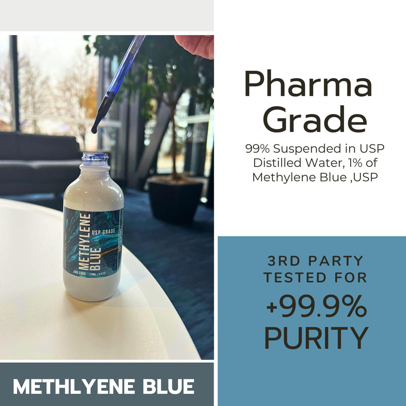 JAB Labs Methylene Blue Pharmacuetical Grade, USP 4 oz Bottle 4 Fl Oz