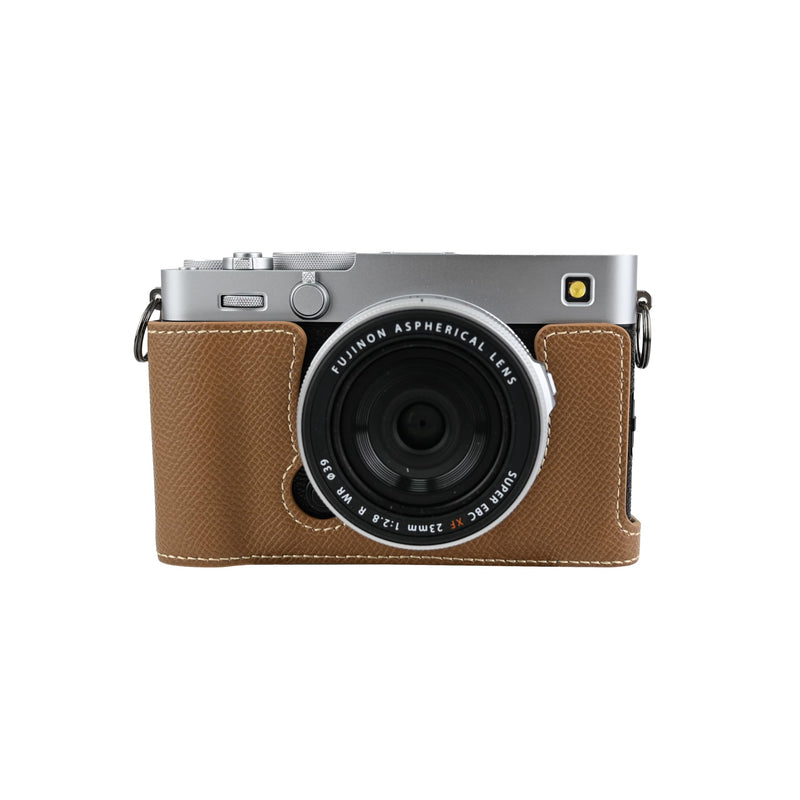 X-E5 Case, Handmade PU Leather FullBody Camera Case Bag Cover for Fujifilm X-E5 XE5 Bottom Opening Version + Neck Strap (Brown) Brown