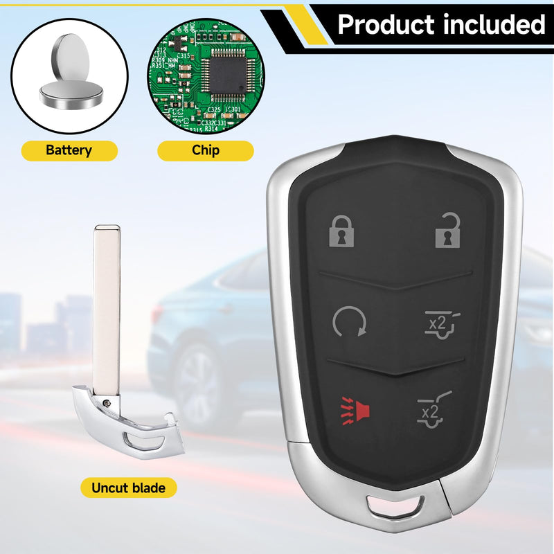 2 Pcs Smart Key Fob Replacement Fits for Cadillac Escalade 2016-2020 Cadillac ESV 2015 2016 2017 2018 2019 2020 Car Keyless Entry Control Remote HYQ2AB 315Mhz