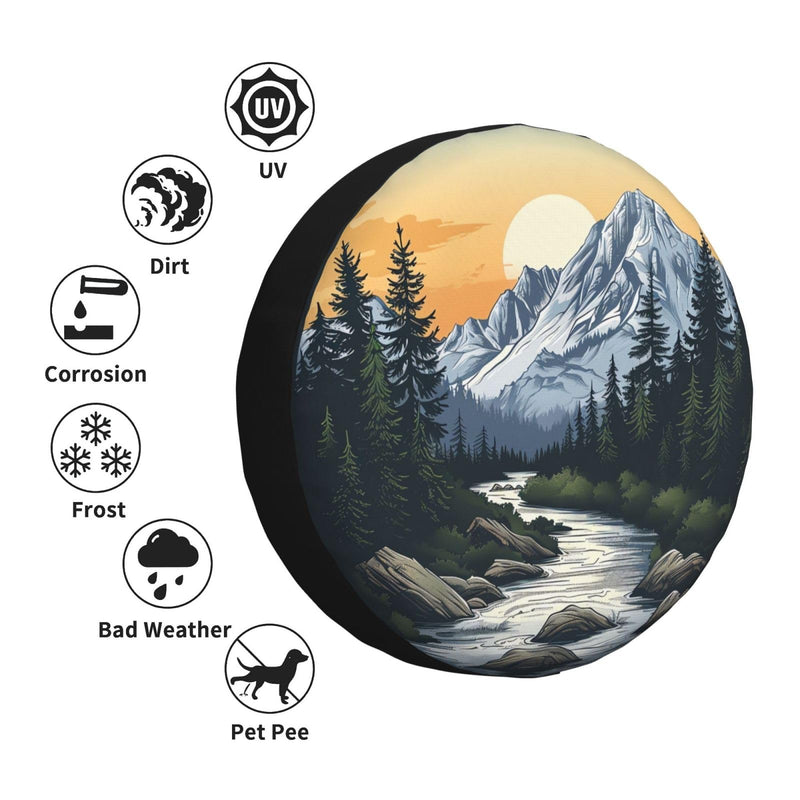 Spare Tire Cover Mountains Nature Sunset Scenery Wheel Covers Weatherproof Universal Wheel Protectors for Rv SUV Camper Travel Trailer 14 Inch Mountains 3