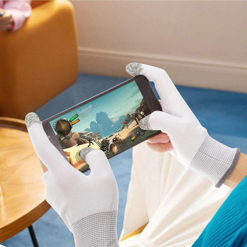 2 Pairs Gaming Finger Sleeves | Anti-Sweat Graphene Touchscreen Gloves for Mobile Sweaty Hands Gamer Streamer