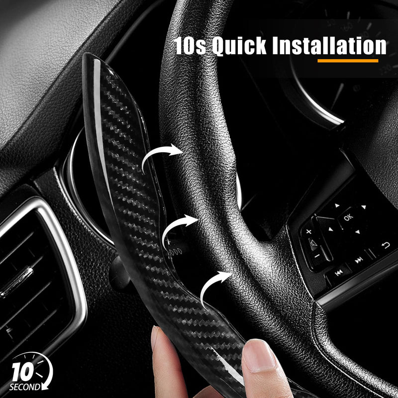 Carbon Fiber Steering Wheel Covers 3 Piece Clip on Steering Wheel Cover (Black) Black 14"-16"