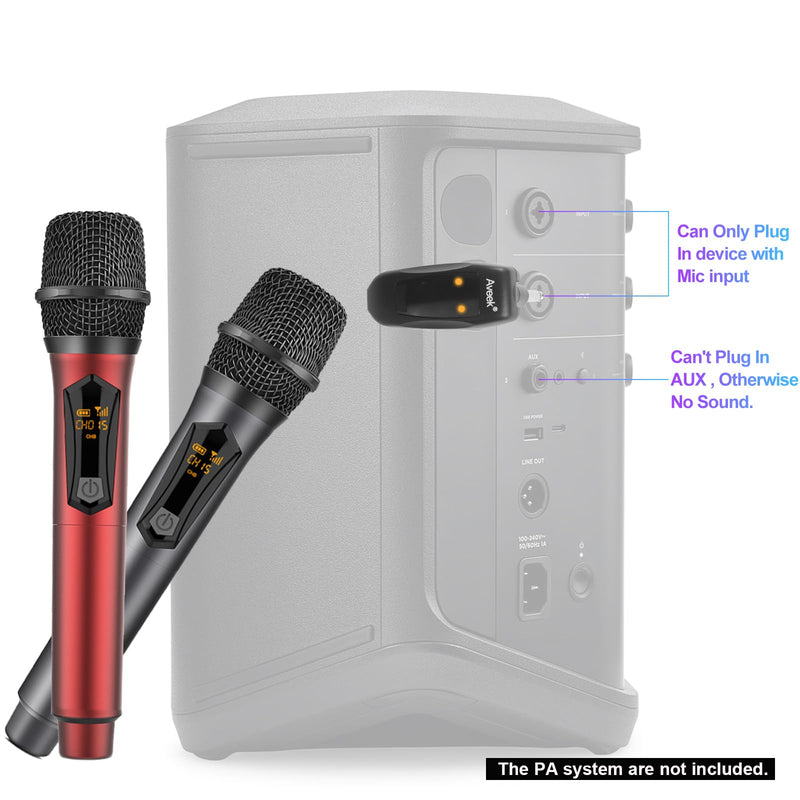 Aveek Wireless Microphone for Karaoke, 2.4GHz Rechargeable Karaoke Microphone(Work 10hs), for Speaker, Karaoke Machine,Church, Speech, Wedding, Party Singing, Grey&Red, 2 Packs red&gray