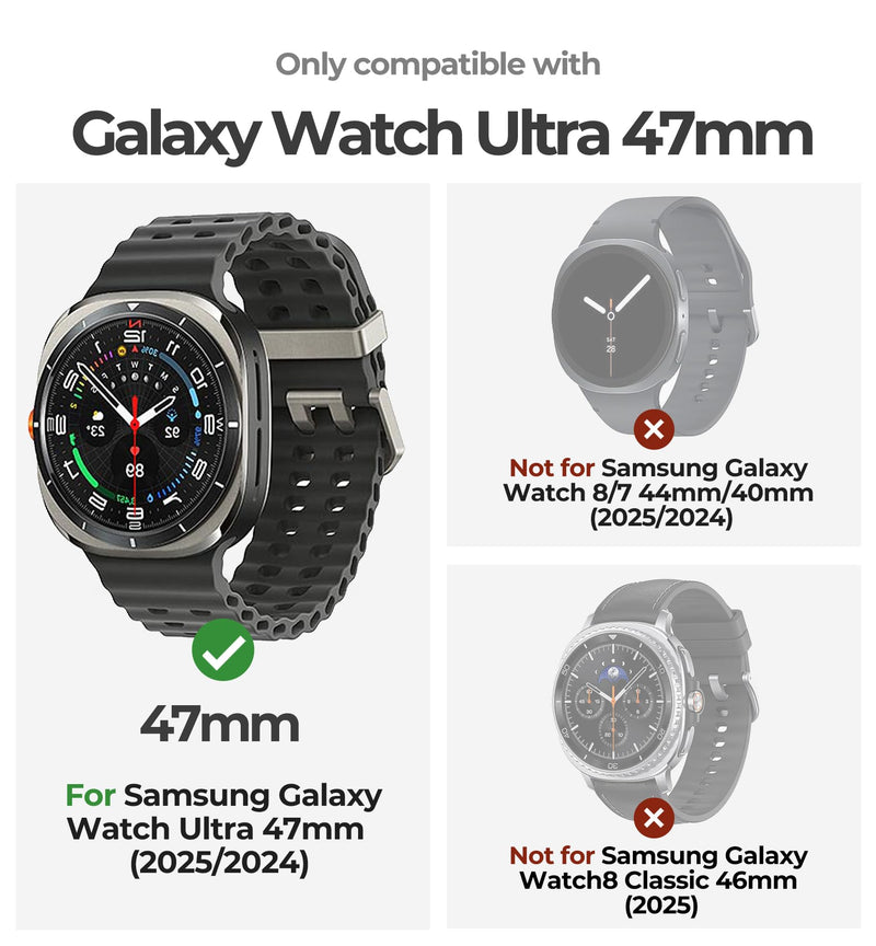 DEXNOR Case for Samsung Galaxy Watch Ultra 47mm 2025/2024, Durable Shockproof TPU Bumper Cover for Outdoor Adventure，Black Orange black-orange