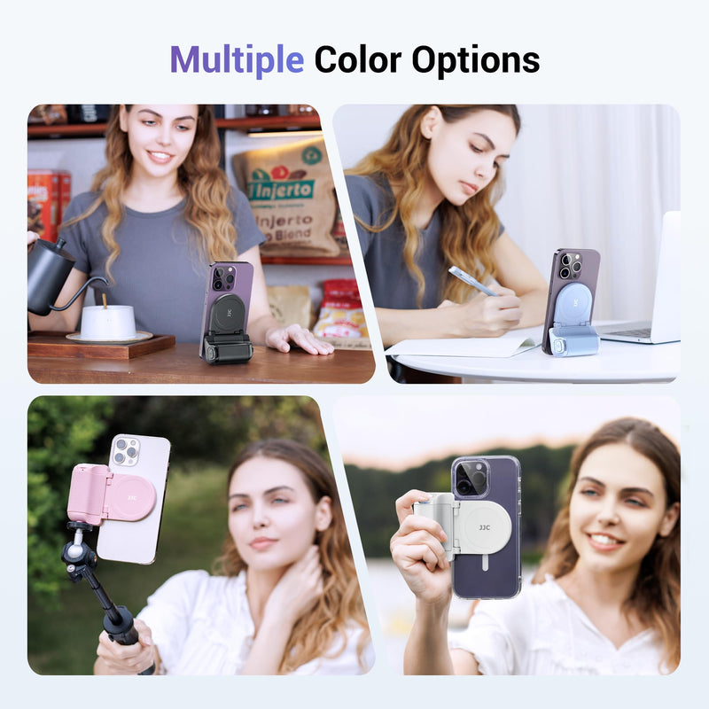 Magnetic Smartphone Shooting Holder Cell Phone Hand Grip Handle Snap On Phone Stand with Tripod Mount & Wireless Shutter Remote for iPhone 15 14 13 12 Pro Max Android Cellphone Vlog Video Photography BLACK