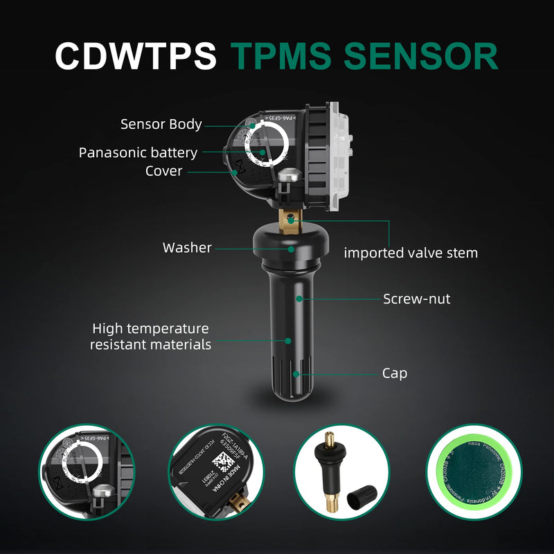 CDWTPS TPMS Sensor Ford,4-Pack 315MHZ Tire Pressure Monitor Sensors Fit for Ford F-150 Edge Ranger Flex Mustang Explorer Lincoln MKS MKX Replaces# F2GT1A180AB F2GT1A150AB F2GZ1A189A GL3T1A180GB