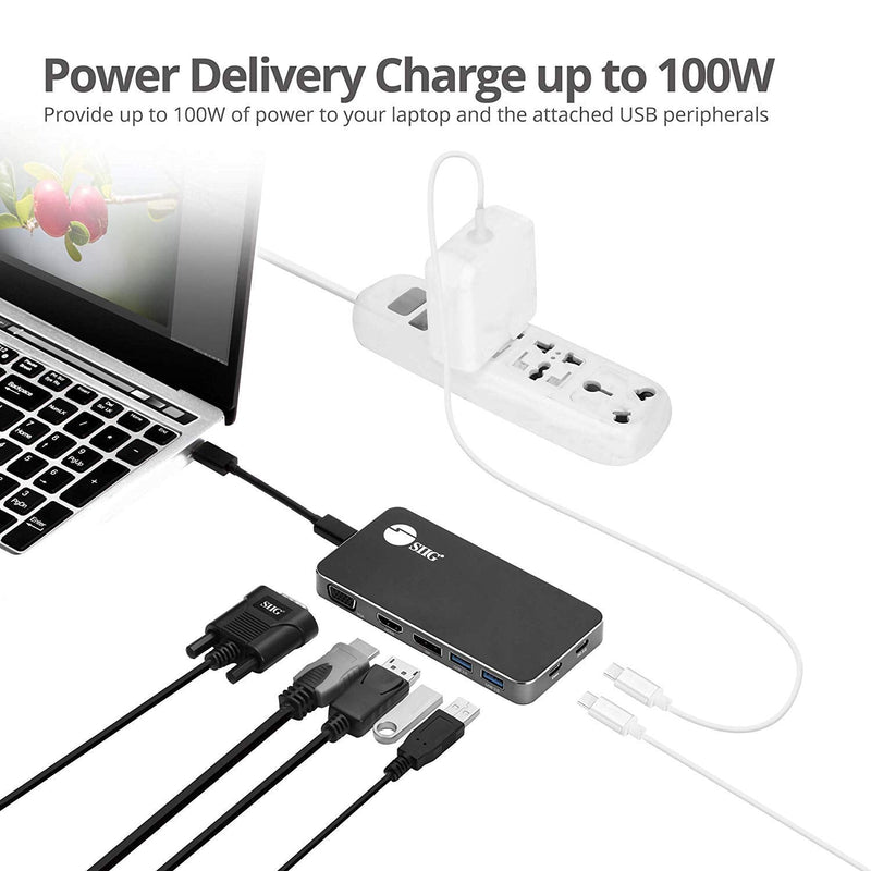 SIIG 4K USB-C MST Laptop Docking Station Thunderbolt 3 Compatible with 100W PD Supports Windows & Chromebooks, Mac M1/M2/M3 Pro/Max for Single Extend Video Output only