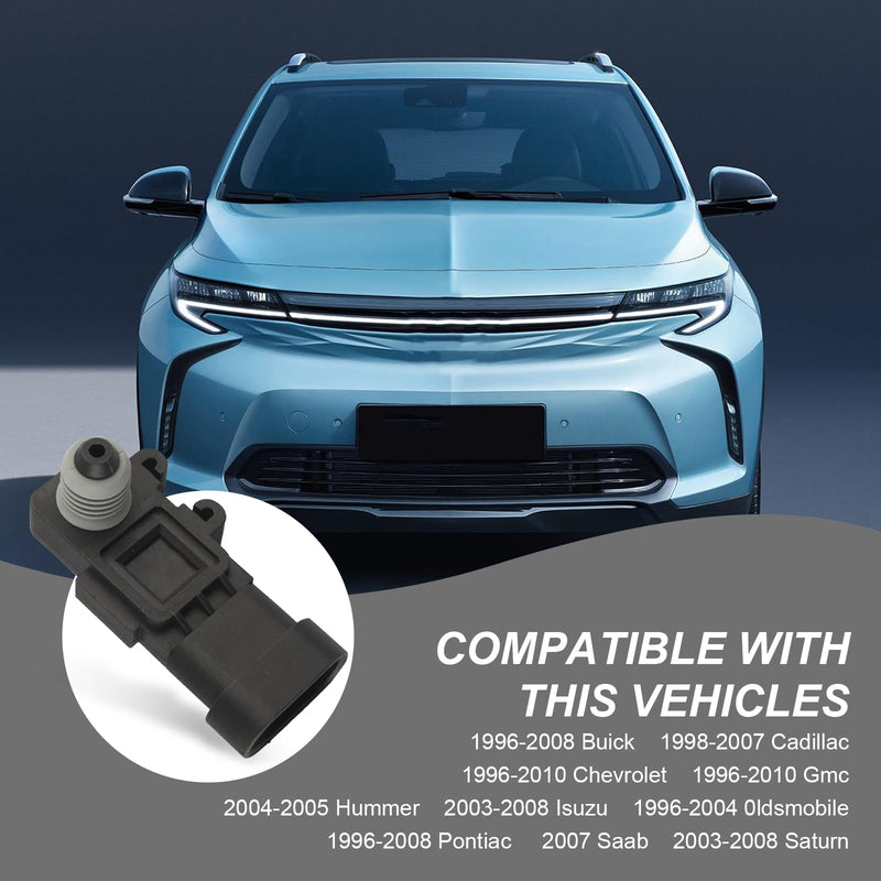 Pack-1 Car Fuel Tank Pressure Sensor, Vapor Vent Port Tank Pressure Sensor, Replacement OEM #16238399, 9377680, 09377680, 16196060 Accessories, Compatible with Delphi Third Generation (Black)