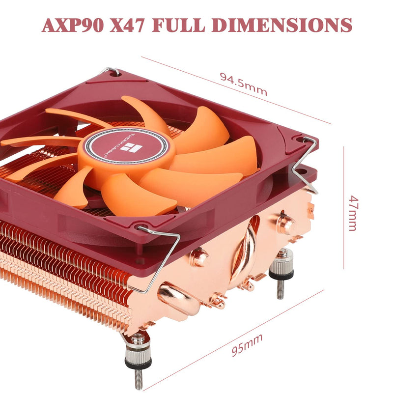 Thermalright-TR AXP90-X47 Full Low Profile CPU Cooler, with 92mm TL-9015R Slim PWM Fan ITX CPU Cooler, AGHP Technology, 47mm Height,for AMD AM4 AM5/Intel 1700/1150/1151/1200(AXP90 X47 Full)