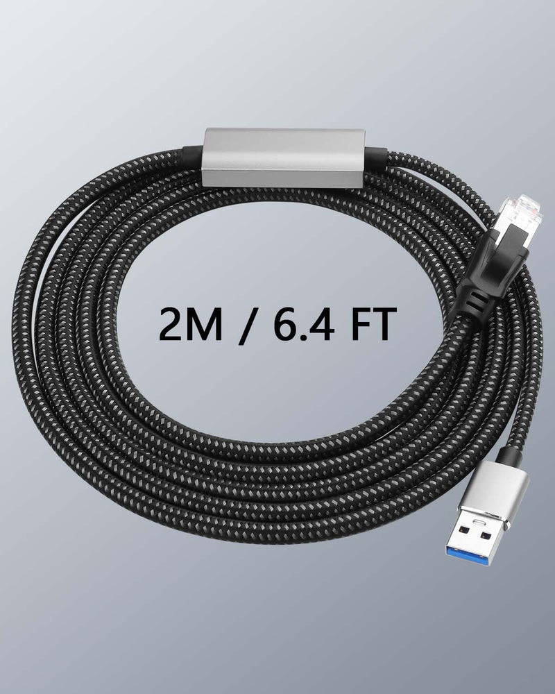 CERRXIAN USB A to Ethernet Cable 6.5 FT, Gigabit RJ45 LAN to Type A Adapter, Directly Connected Cat Network Cable Converter to Type A Cable Compatible for Laptop, Desktop PC, Switch, TV Box USB A to Gigabit Ethernet