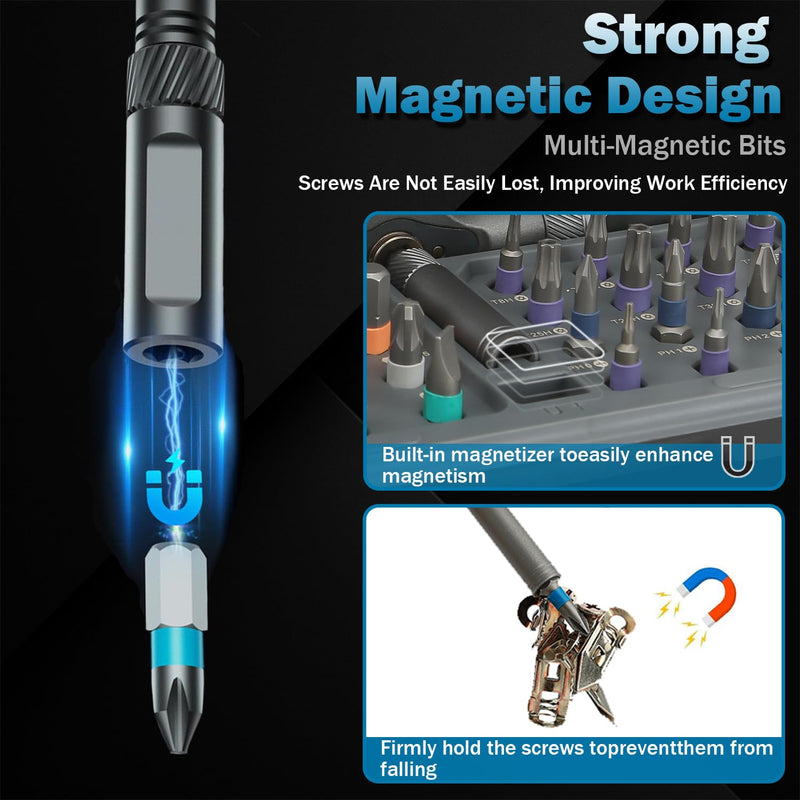 42 in 1 Magnetic Ratchet Screwdriver Set | 40 PCS Multi Bit Precision Repair Tool Kit with Detachable Handle | Portable for PC, Bicycle, Watch & Furniture DIY