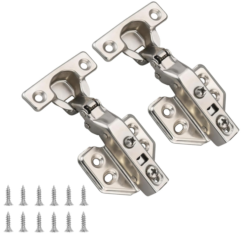 26mm Mini Cup Soft Close Hinge for Thin Door Full Overlay Concealed Cabinet Hinge with Screws Nickel Finish 4 Pcs 4 Pieces
