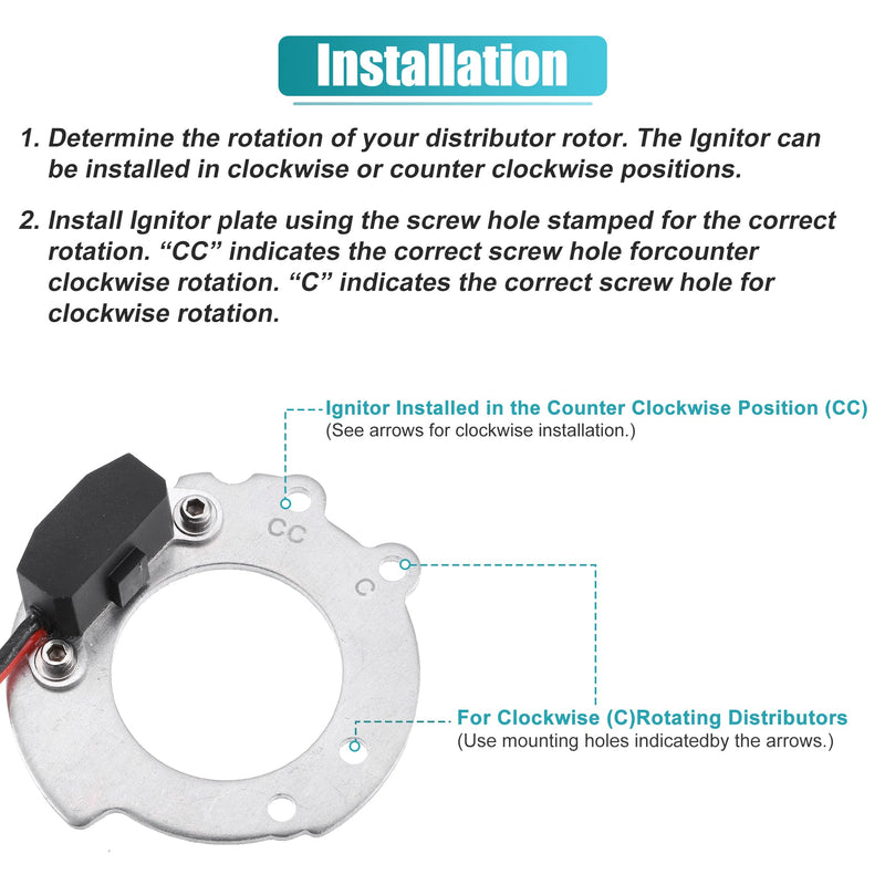 X AUTOHAUX 1244A Electronic Ignition Kit for 12 Volt Negative Ground Systems Points-to-Electronic Kit