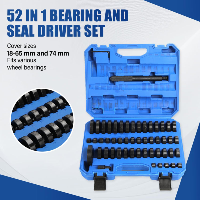 52 - in - 1 Custom Bushing Driver Kit，Ideal for Transmission Bushing Removal, Wheel Axle Bearing Race & Seal Installation (Blue) blue