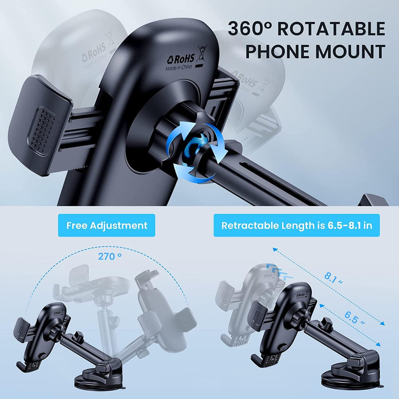 Qifutan Dash Mounted Phone Holders for Your Car Dash Phone Mount for Car Dashboard Air Vent Multi-Mount 3 in 1