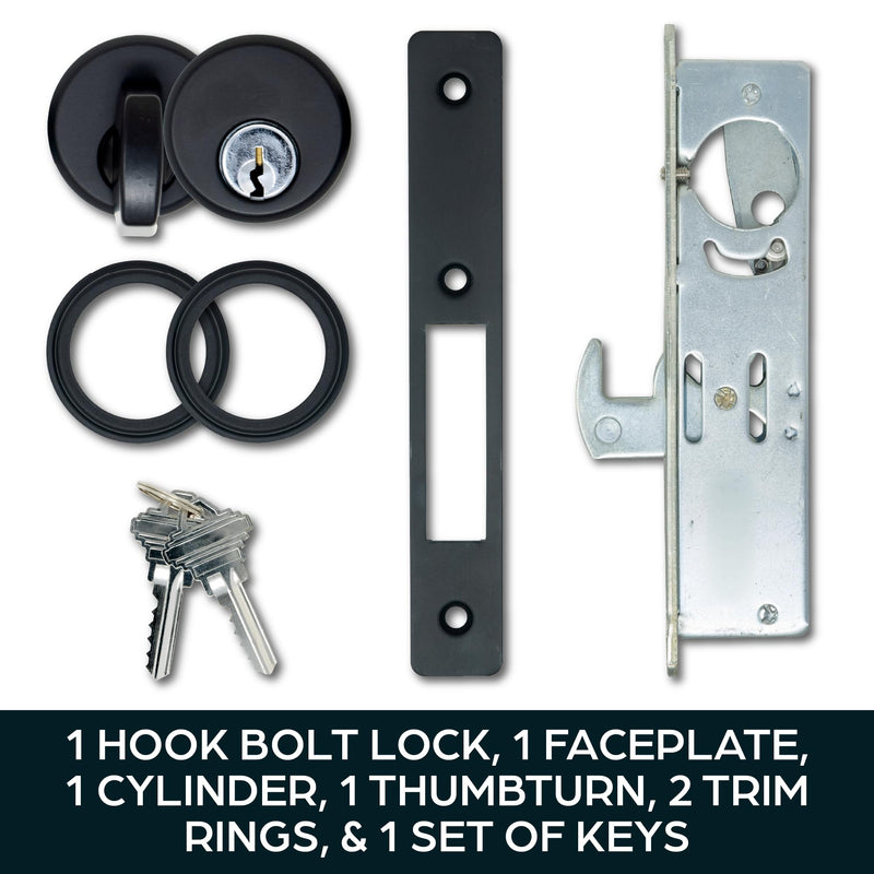 Summit DOORWARE Mortise Cylinder Hook Bolt with Keys | Adams Rite Style Door Lock Replacement Parts | Mortise Lock with Thumbturn Cylinder | Replacement for MS1850S-X5X Locks | Duronotic Finish 1-1/8" Backset