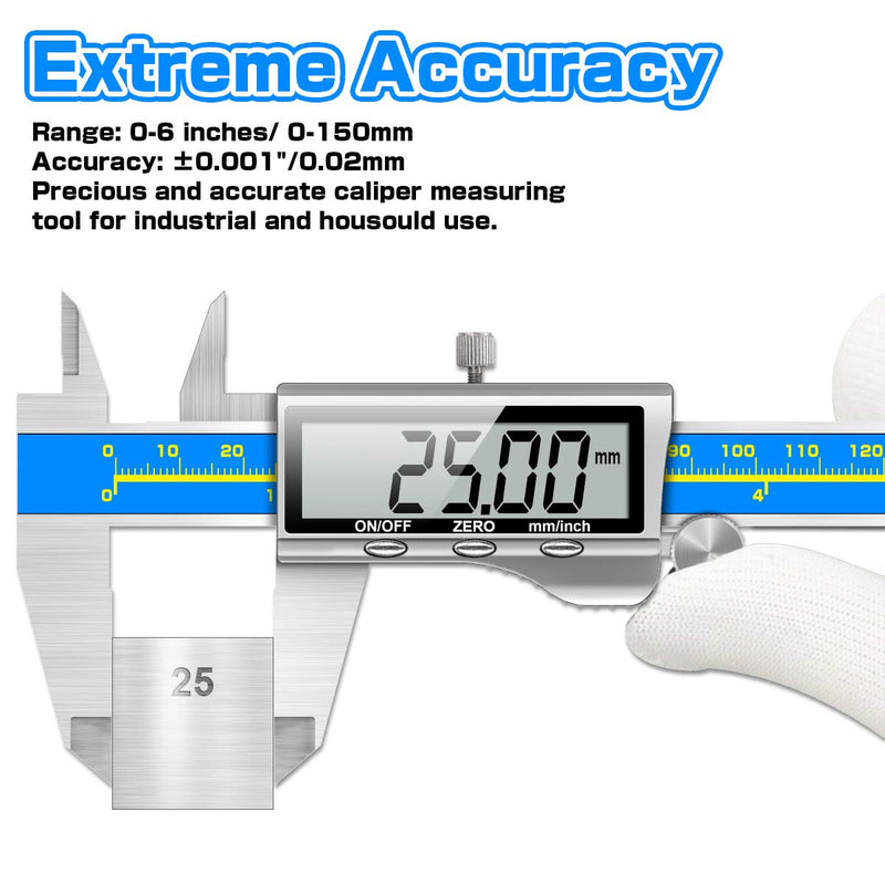 Caliper Measuring Tool Digital Caliper Industrial Quality Precision Electronic Vernier Caliper Inch/Millimeter Measurement Micrometer for Jewelry - Accuracy Ip54 Waterproof Caliper Measure Tool A-Industrial