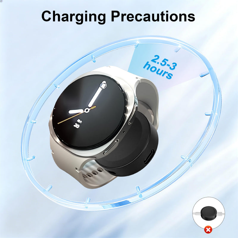 Dual Interface USB-C & Lightning Charging Dock, 2.5W Upgraded Magnetic Charger Base for Samsung Galaxy Watch7/6/5 Pro/4 Classic/3/Active 2, (Excluding Charging Cable) (Black) Black