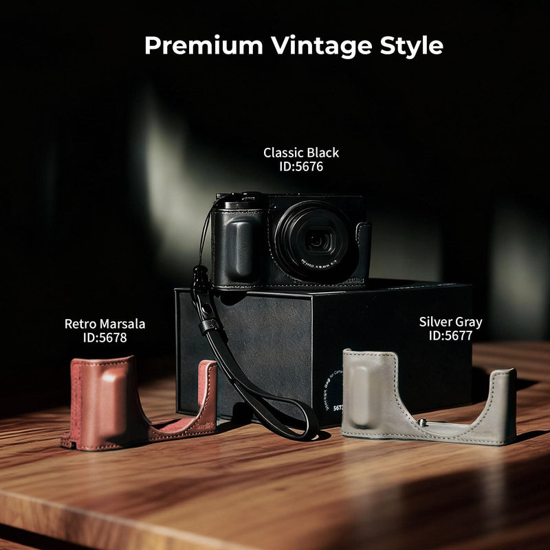 SMALLRIG GR IV/GR III Series Genuine Leather Case Kit, Camera Case for RICOH GR IV/GR IV HDF/GR IV Monochrome/GR III/GR IIIx, Vintage Half-Body Shell, Wrist Strap Red