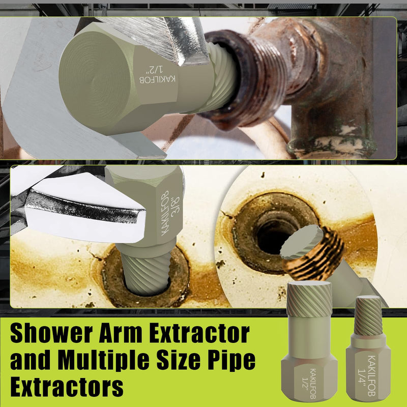 1.5'' Tub Drain Extractor, 8PCS Pipe Nipple Extractor Set with 1-inch Socket, Remove the Old, Broken, Stubborn, Rusted Drain Tub Bathtub Stopper, Strong Grab Plumbing with Storage Case 8 Pieces