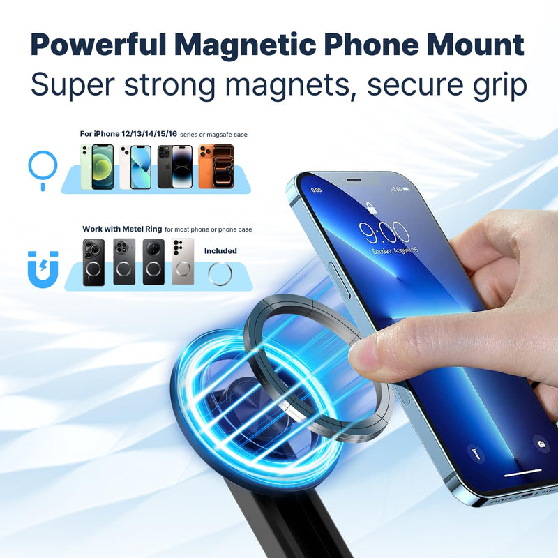Magnetic Pocket Selfie Stick for iPhone, Lightweight Mini Selfie Stick Tripod with Detachable Remote, MagSafe Compatible, Foldable Extendable Phone Holder for Travel/Vlog/Video/Content Creators