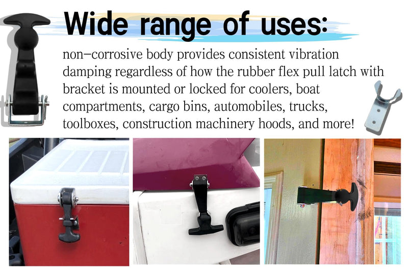 4-Pack Heavy-Duty Rubber Latches for RV Battery Boxes, Toolboxes, Tool Sheds, Utility Sheds & Pet Houses - Shockproof, Corrosion-Resistant & Easy to Install
