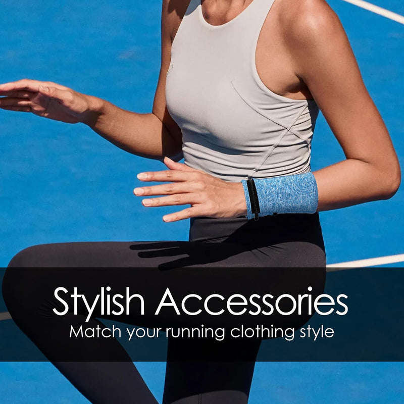  [AUSTRALIA] - Wrist Wallet for Women Men, Wristband with Zipper Pouch Purse for Running, Walking, Hiking, Jogging, Travel, Events, Spandex Sweatband Wallet for Keys, Cash, Cards, Napkin