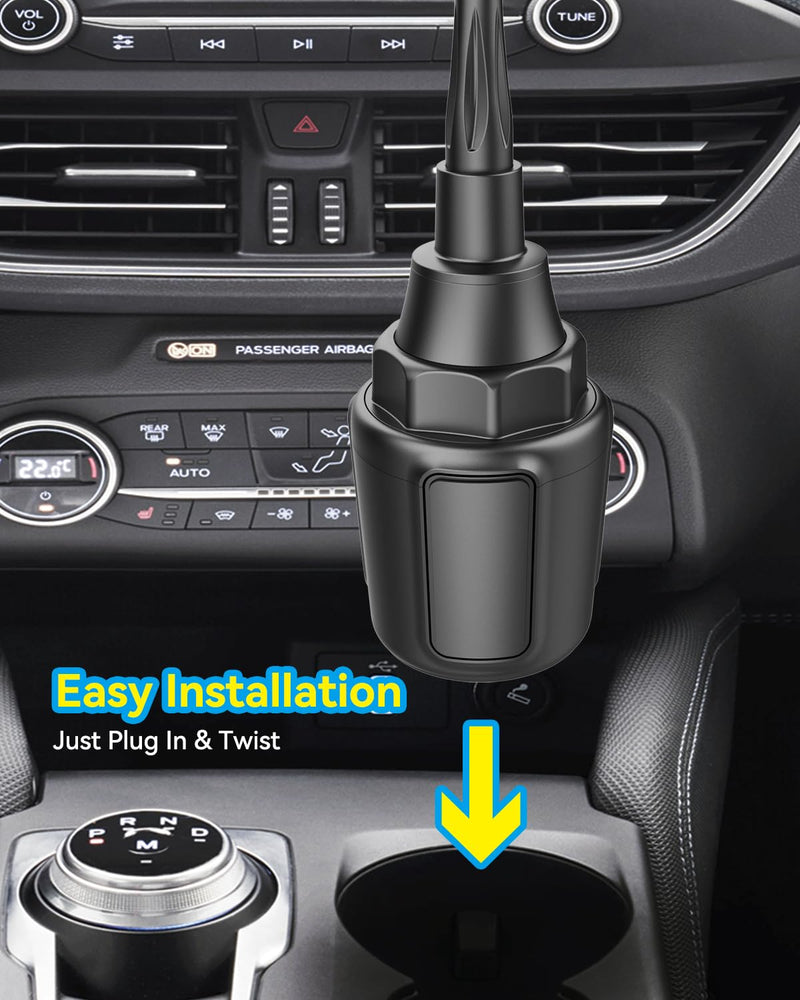 for Garmin GPS Car Mount Cup Holder Replacement 17mm Ball Mount with Adjustable Long Arm fit Garmin Nuvi Drive Dezl Portable Navigator, Black