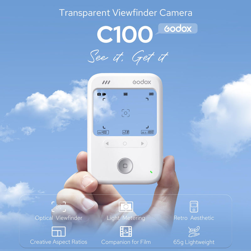 GODOX C100 Viewfinder Camera with 32G TF Card,Support Automatic metering,50g Portable Viewfinder Camera with Transparent Display Screen,Support OTG Transmission